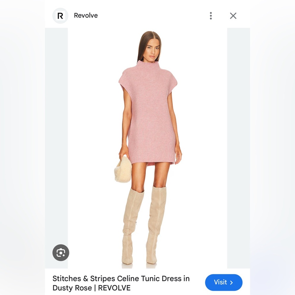 Stitches & Stripes Stretchy Pink Ribbed Knit Turtleneck / Dress